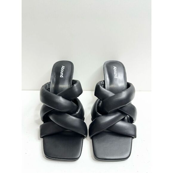 Abound Sandals Size 6 Black Square Toe Woven Stiletto High Heels - Picture 3 of 9